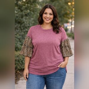 First Love Pink and Leopard Long Sleeve Top